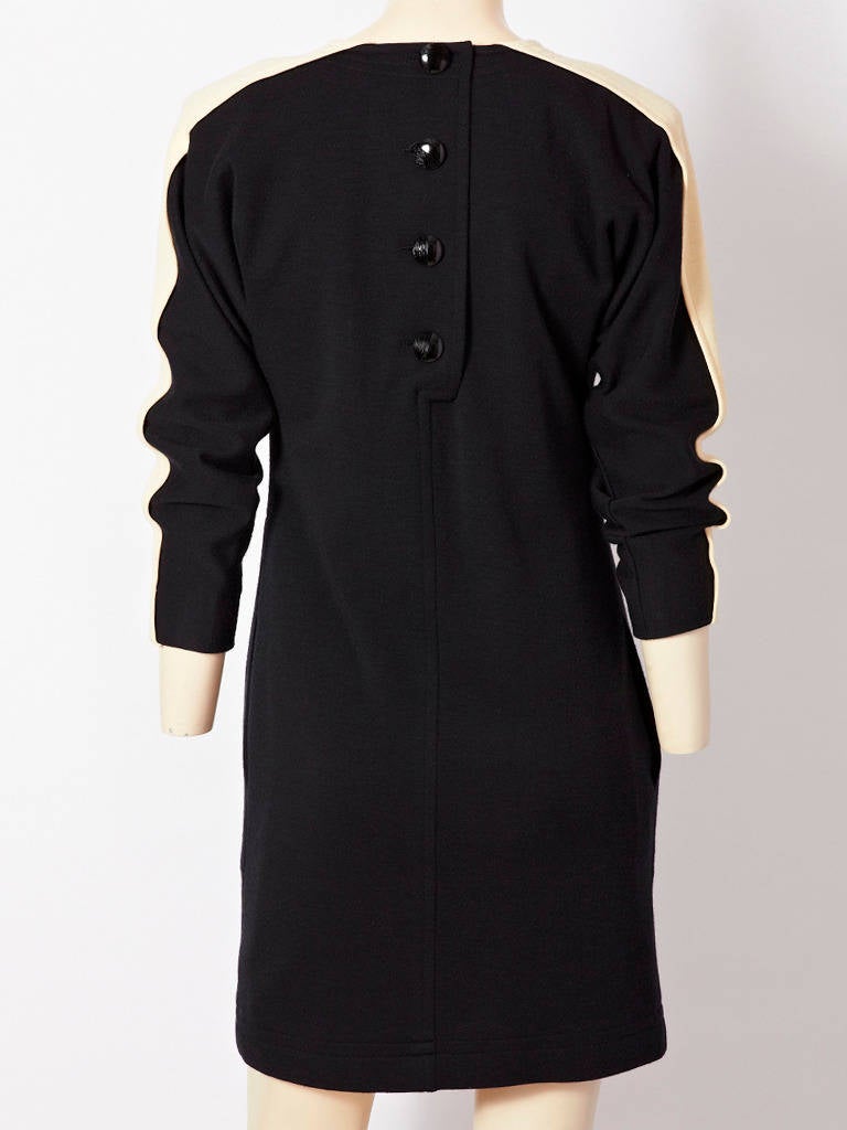 YSL Black and White Wool Knit Day Dress In Excellent Condition In New York, NY