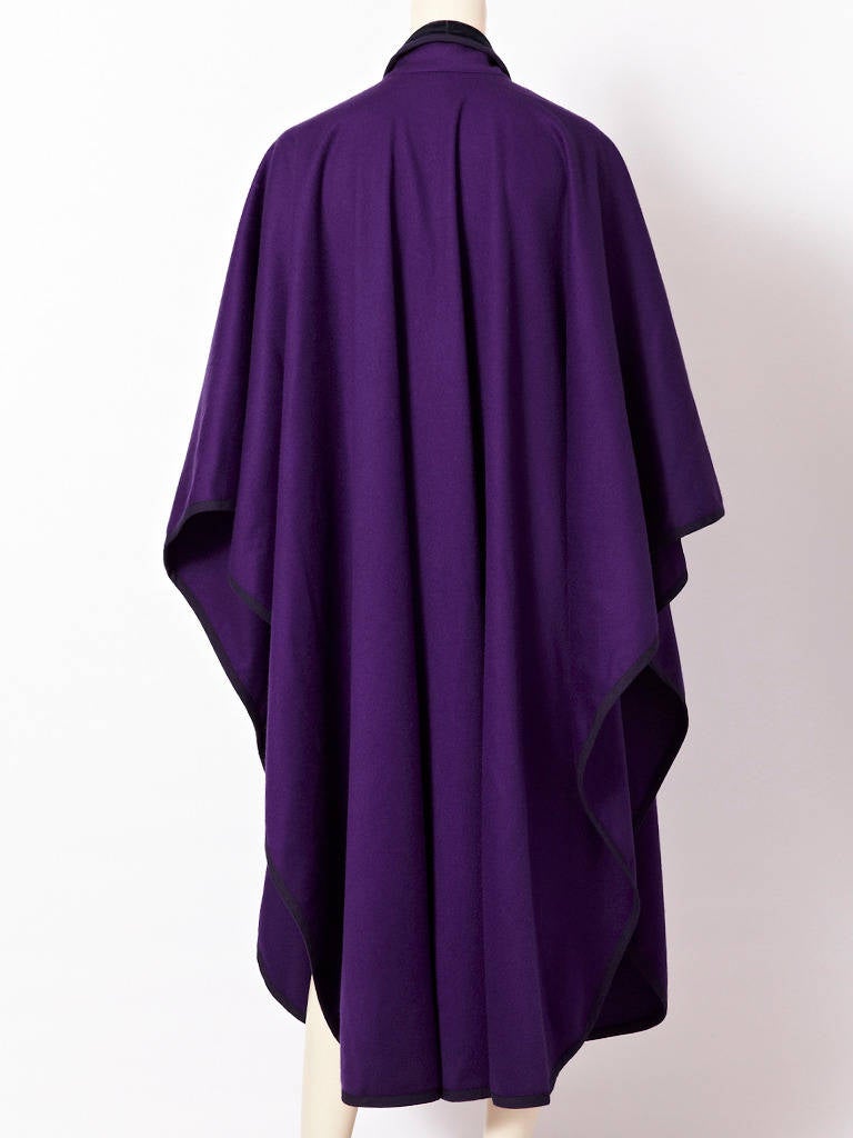 YSL Wool Poncho With Velvet Collar In Excellent Condition In New York, NY