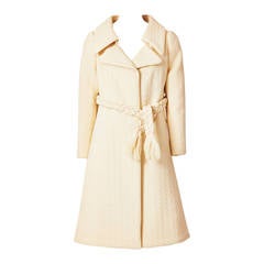 Galanos Wool Matelasse Coat With Braided Belt 6