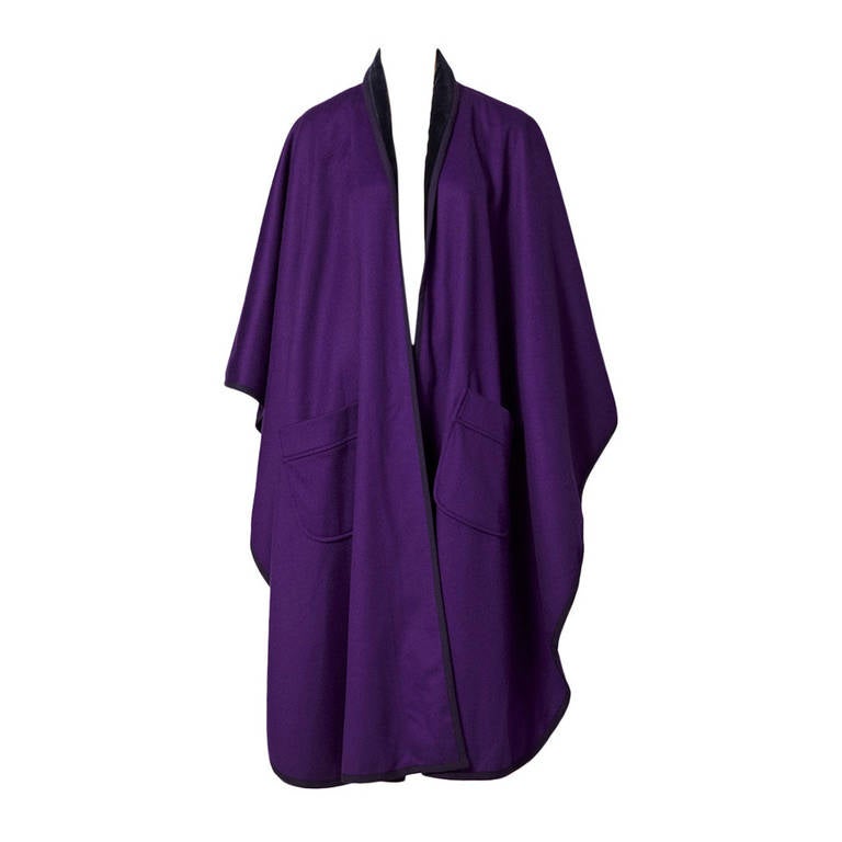 YSL Wool Poncho With Velvet Collar