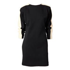 YSL Black and White Wool Knit Day Dress