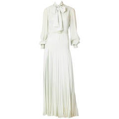 Vintage Andre Laug Pale Grey Pleated Chiffon Gown