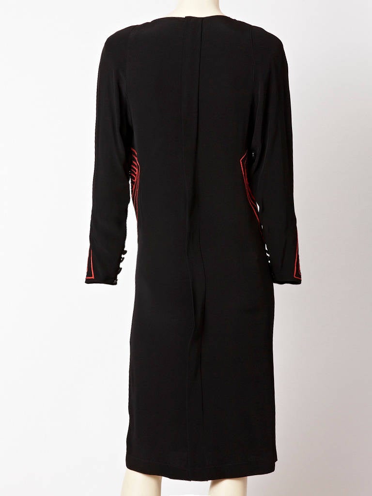 Black Karl Lagerfeld For Chloe Crepe  Dress With Soutache Detail