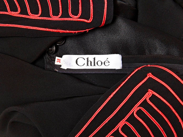 Karl Lagerfeld For Chloe Crepe  Dress With Soutache Detail In Excellent Condition In New York, NY