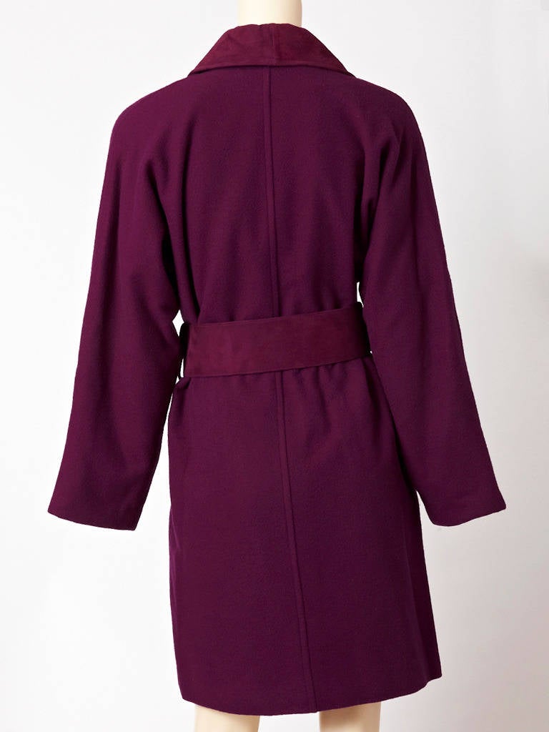 Shamask Belted Coat With Suede Detail In Excellent Condition In New York, NY