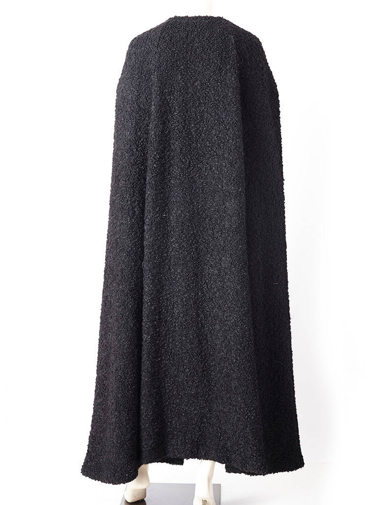 Black Fendi Dramatic Wool Boucle Cape