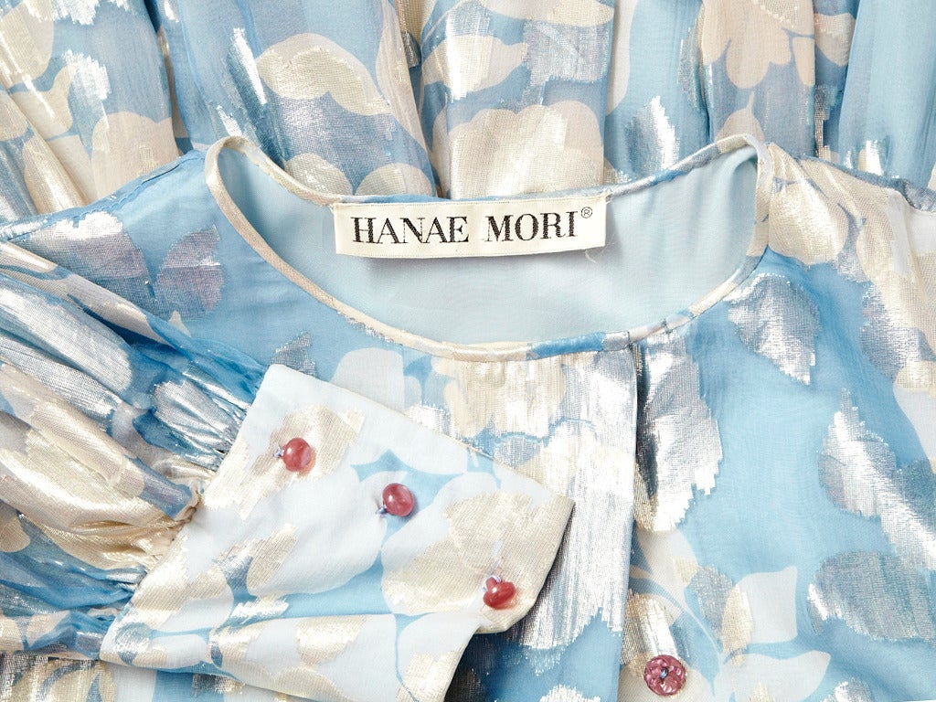 Hanae Mori Floral Chiffon Dress In Excellent Condition In New York, NY
