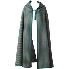 Vintage Yves Saint Laurent Striped Hooded Cape