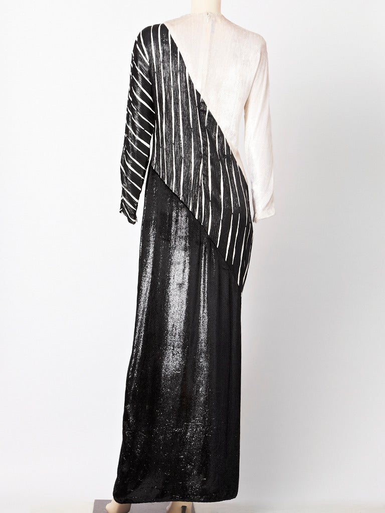 Black Goeffrey Beene Graphic Panne Velvet Gown