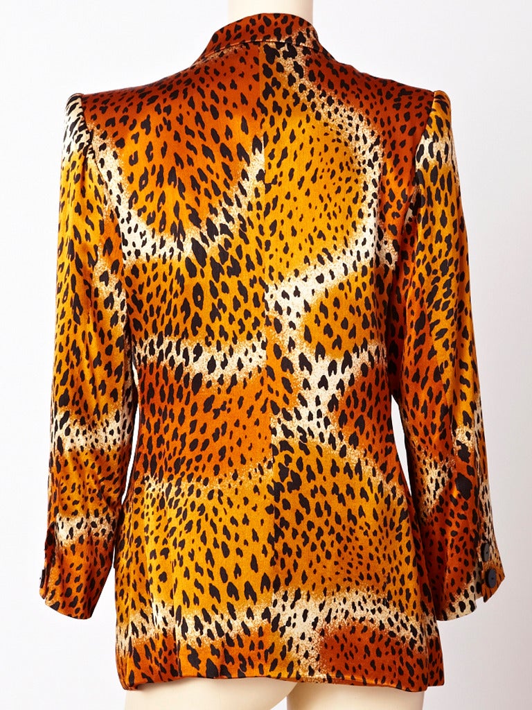 Orange Yves Saint Laurent Leopard Print Blazar