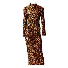 Vintage Patrick Kelly Leopard Print Ruched Dress