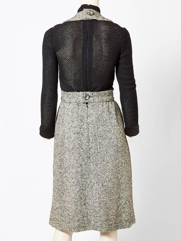Gray Donald Brooks Knit and Tweed Day Dress