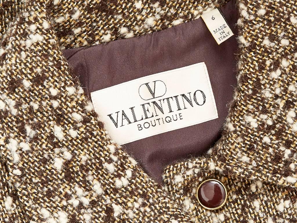 Brown Valentino Fitted Tweed Coat