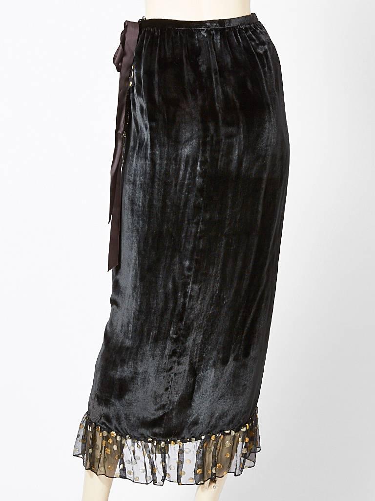 Black Yves Saint Laurent Velvet Wrap Skirt
