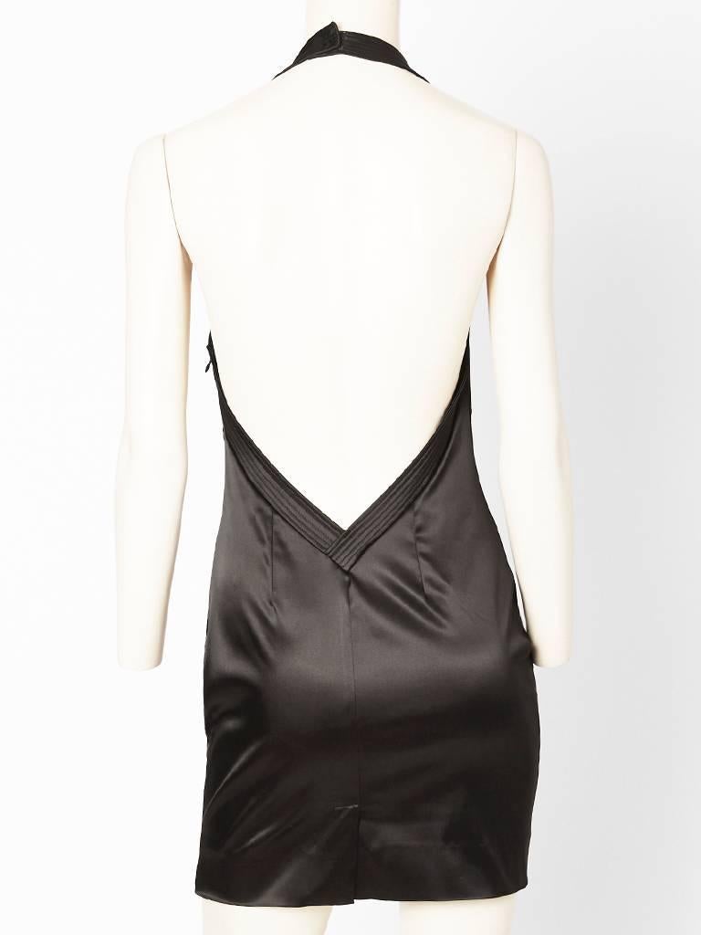 Black Dior Satin Halter Dress With Bow Detail