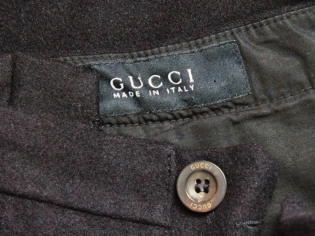 Black Gucci Wool Flannel Wide Leg Pant