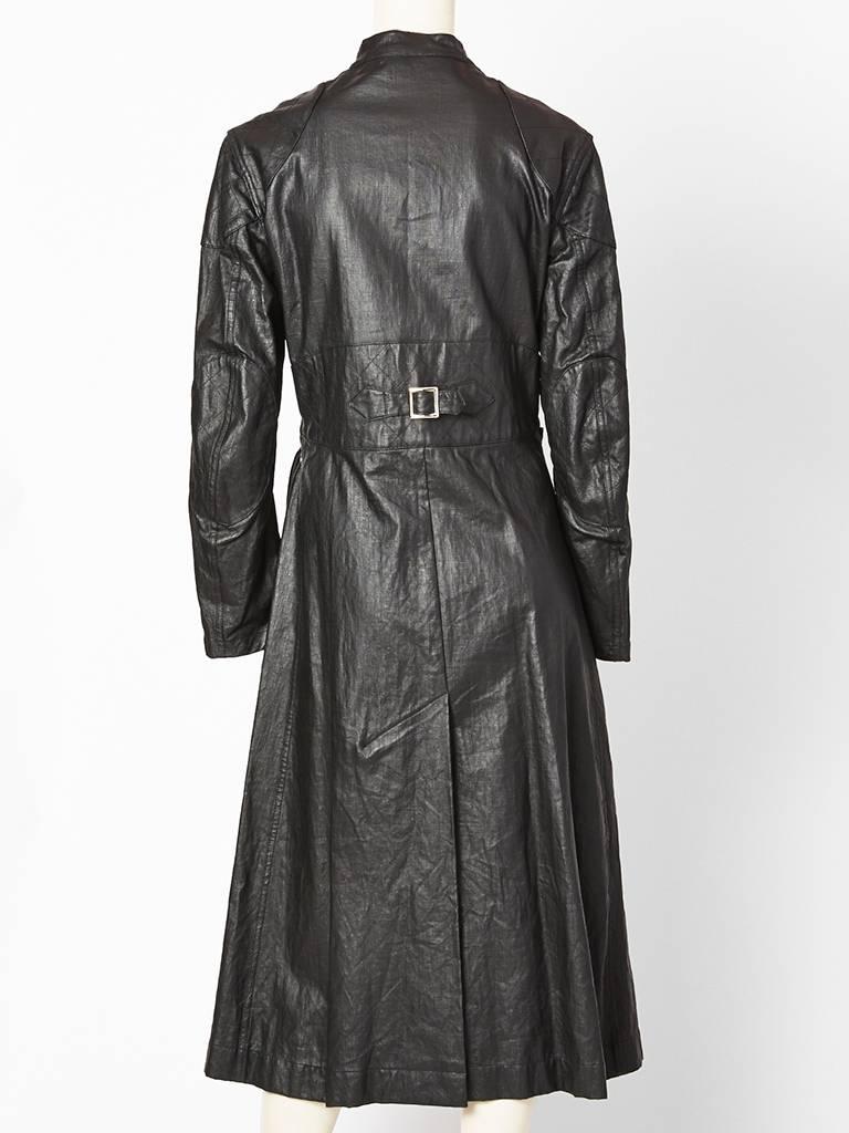 Black John Galliano For Dior Belted  Waxed Linen Coat