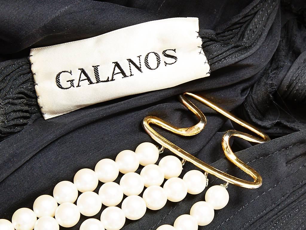 Galanos Ribbed Shirt Dress With Multistrand Pearl Belt In Excellent Condition In New York, NY