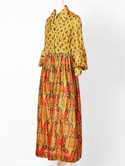 Bonwit Teller Silk Paisley Pattern 70's Boho Maxi Dress