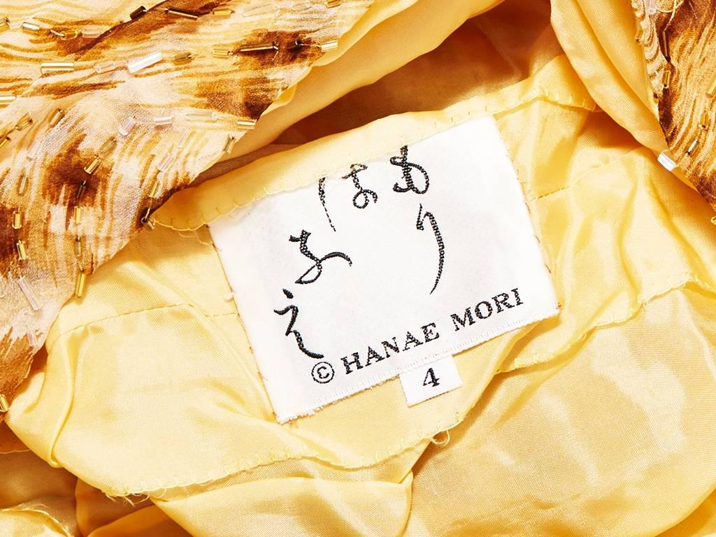 Women's Hanae Mori Leopard Print Bugle Beaded Gown