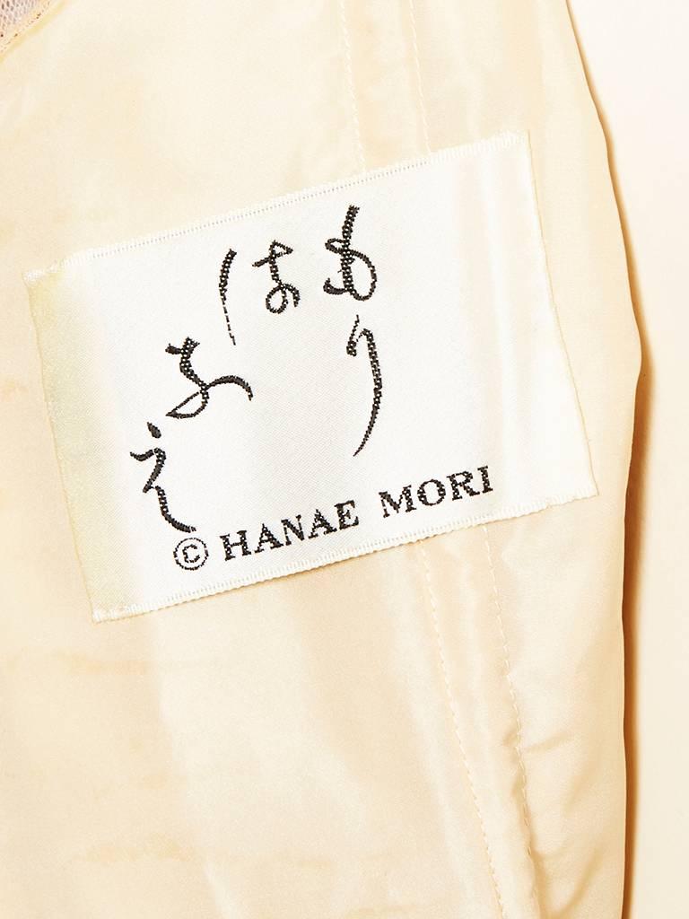 Hanae Mori Couture Bugle Beaded Gown With Crane Motif In Excellent Condition In New York, NY