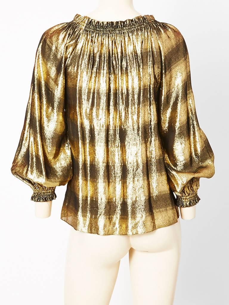 Yves Saint Laurent Gold Lame Gypsy Blouse In Excellent Condition In New York, NY