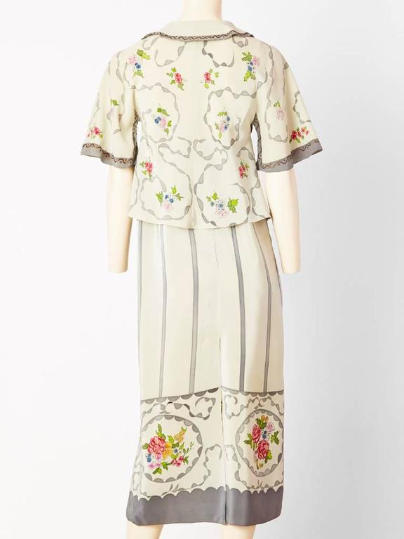 c.1974 Karl Lagerfeld for Chloe Dragon & Butterfly Printed Silk Day Dress
