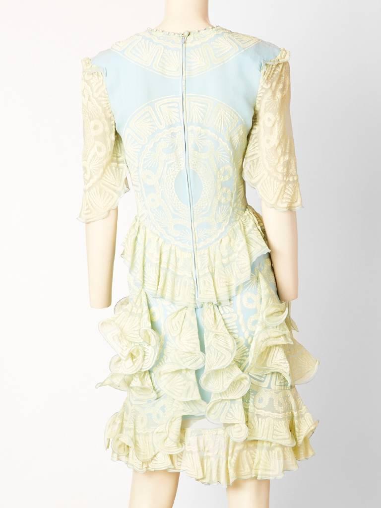 Beige Zhandra Rhodes Stenciled Print Chiffon Dress