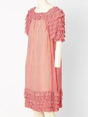 Guy LaRoche Striped Chiffon Dress With Ruffles