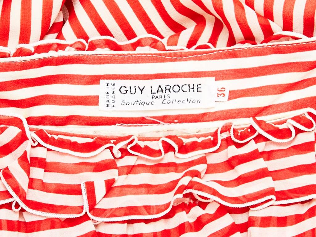 Guy LaRoche Striped Chiffon Dress With Ruffles In Excellent Condition In New York, NY