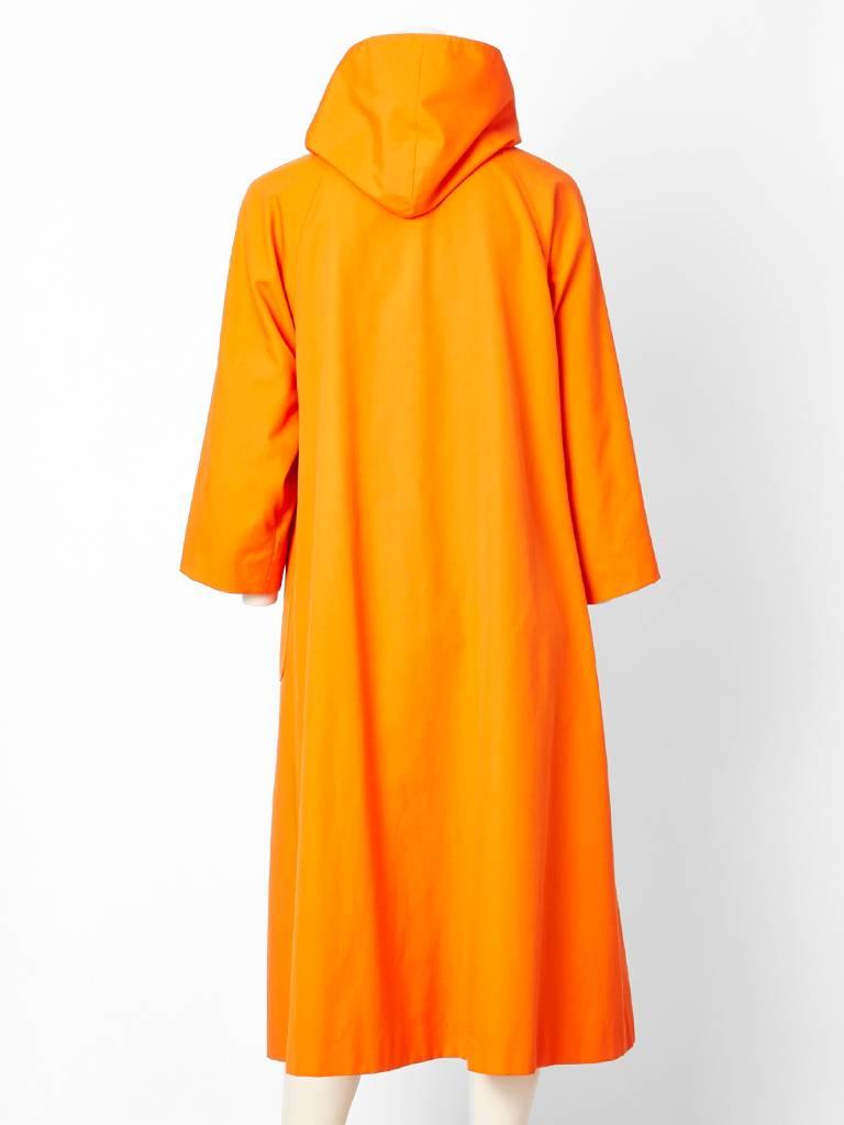 Orange Bonnie Cashin Cotton Canvas Hooded Coat