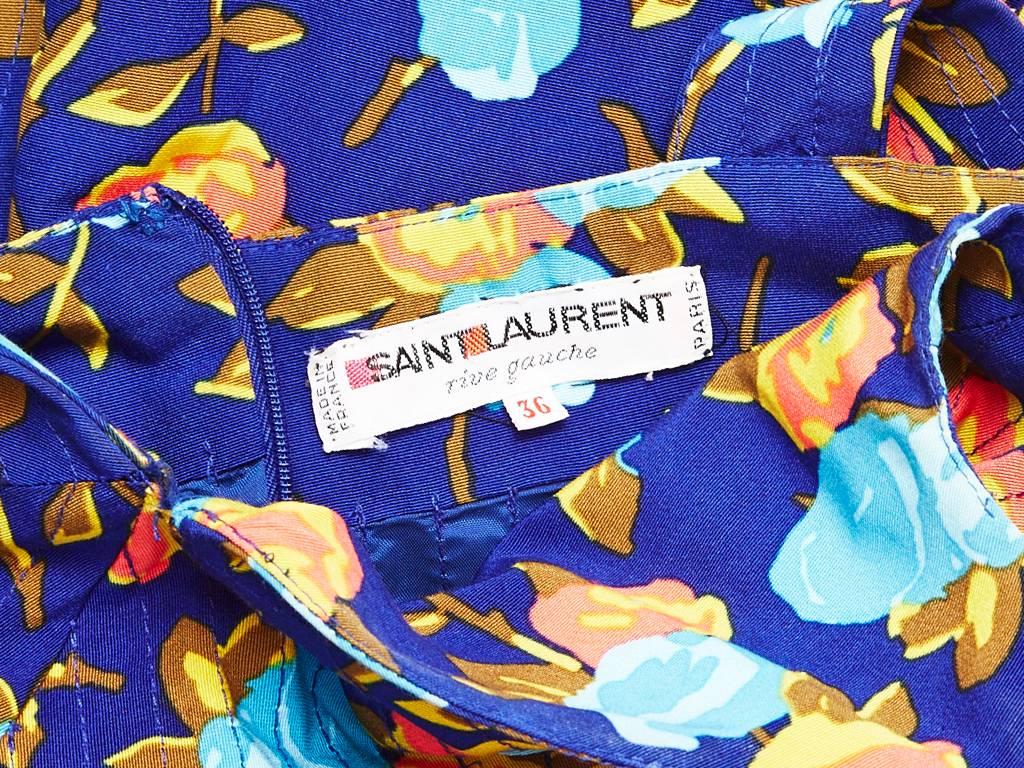 Yves Saint Laurent Floral Print Dress With Sweetheart Neckline In Excellent Condition In New York, NY