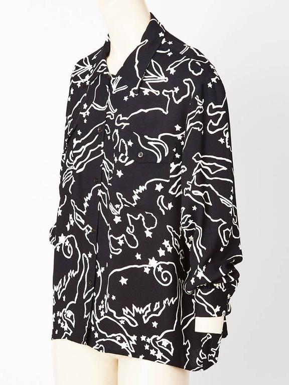 Yves Saint Laurent Zodiac Pattern Crepe Blouse at 1stDibs yves zodiac