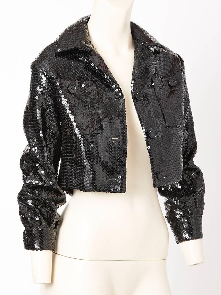 Black Bill Blass Sequined Cropped Jacket