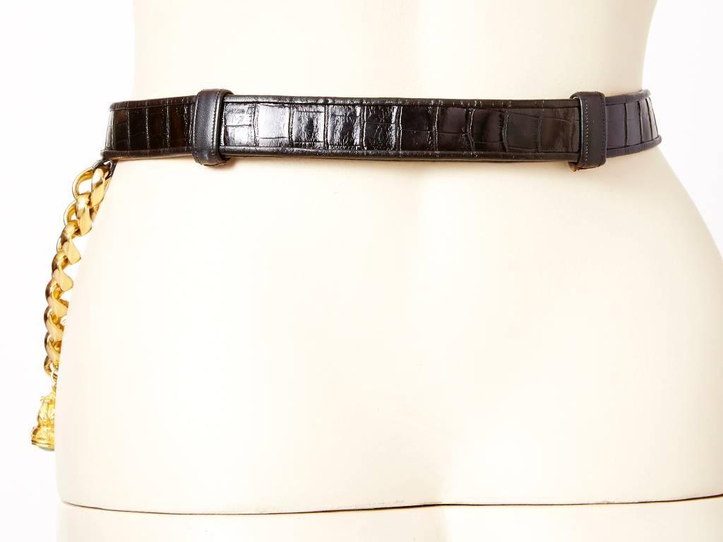 Women's or Men's Judith Leiber  Adjustable Croc Belt With Charms
