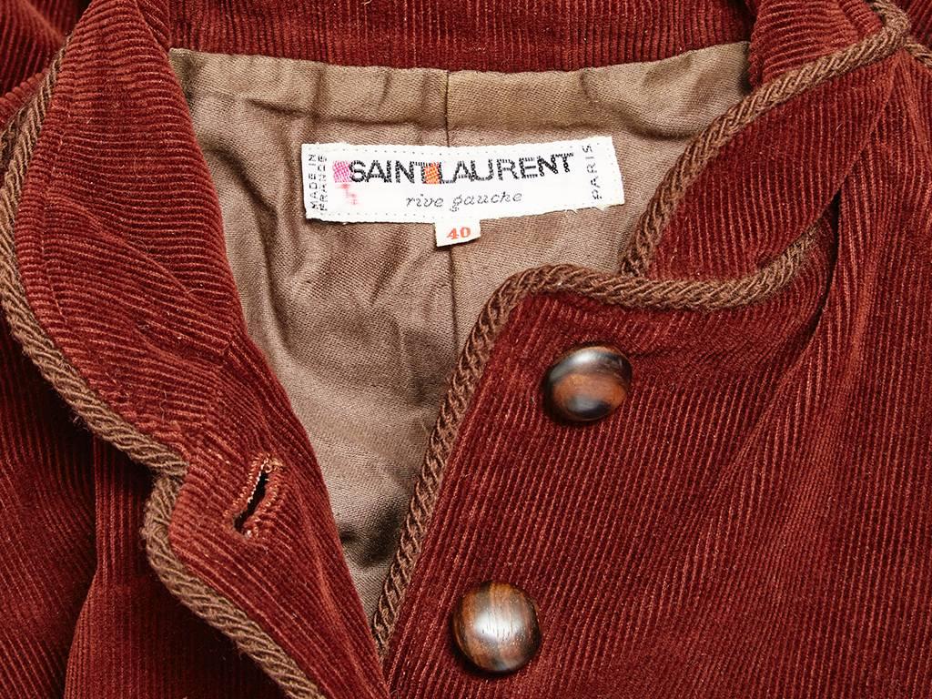 Yves Saint Laurent Rust Corduroy Russian Collection Jacket In Excellent Condition In New York, NY