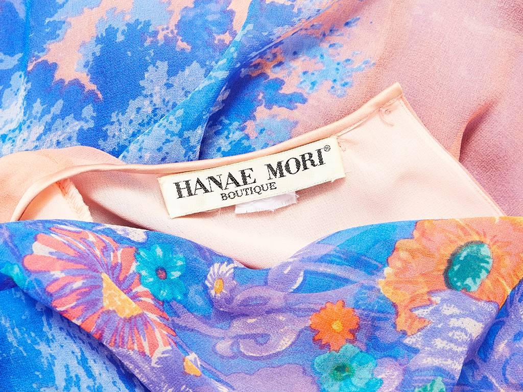 Hanae Mori Floral Chiffon Pattern Sheath In Excellent Condition In New York, NY