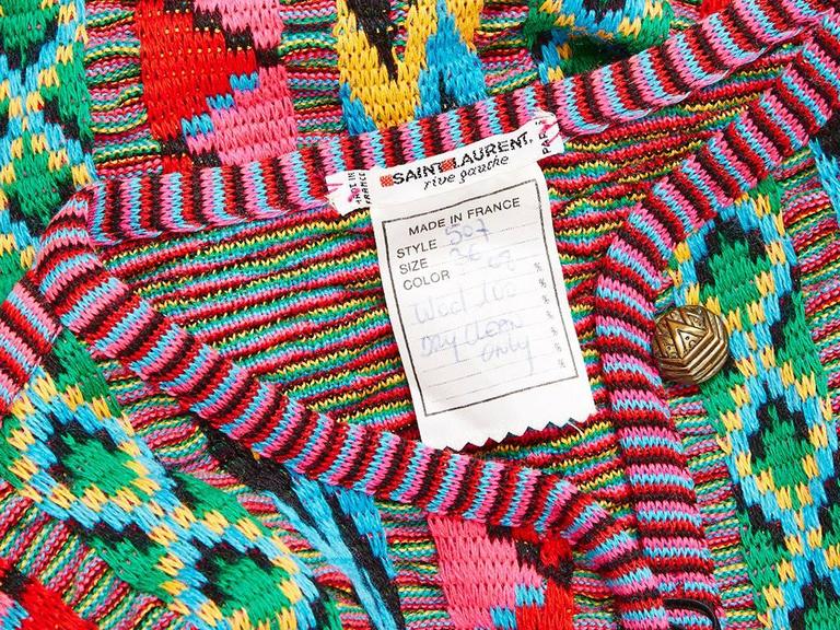 Yves Saint Laurent Colorful Wool Knit Patterned Cardigan at 1stDibs