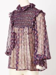Yves Saint Laurent Foulard Print Chiffon Blouse