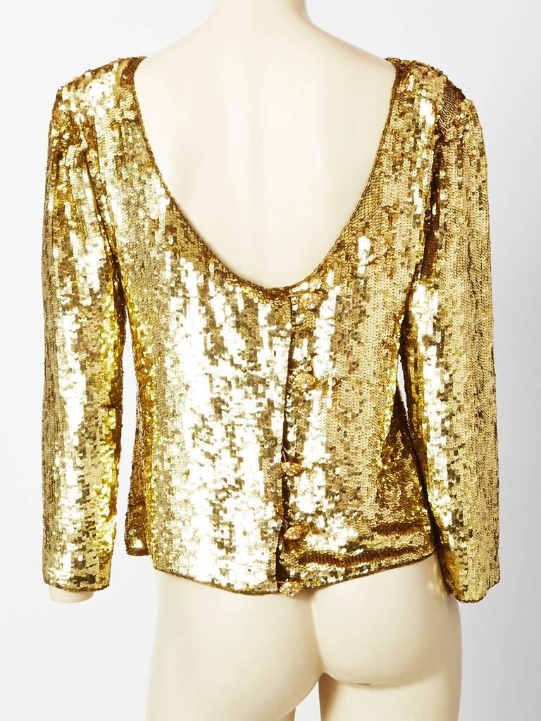 Yves Saint Laurent Gold Sequined Top at 1stDibs | gold sequin top, gold ...