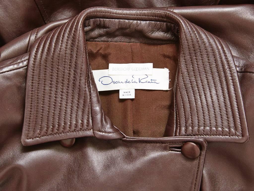 Oscar de la Renta Leather Trench In Excellent Condition In New York, NY