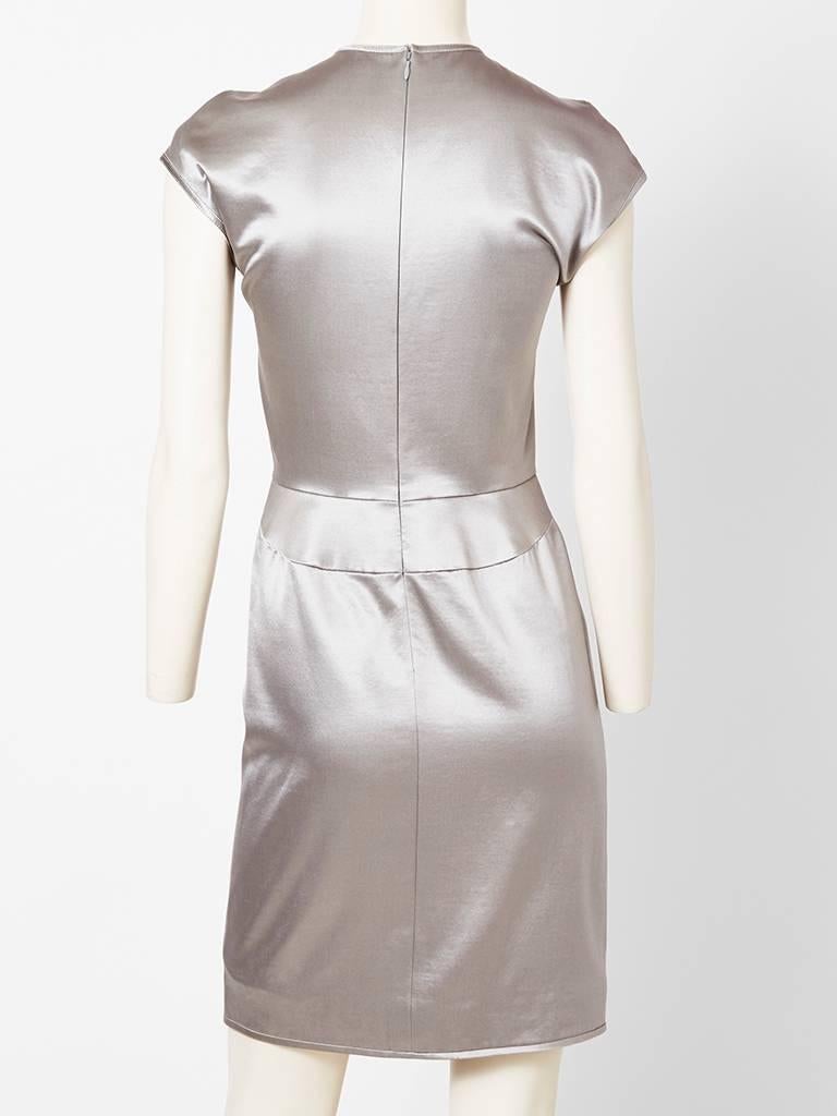 Geoffrey Beene Gunmetal Duchess Satin Dress  In Excellent Condition In New York, NY