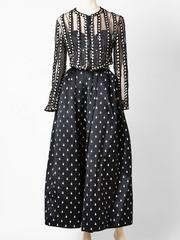 Geoffrey Beene Black and White Gown With Beaded Jacket