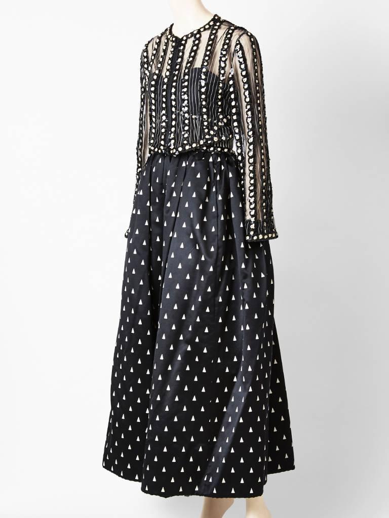 Schwarz-weißes Kleid von Geoffrey Beene mit perlenbesetzter Jacke  Damen im Angebot