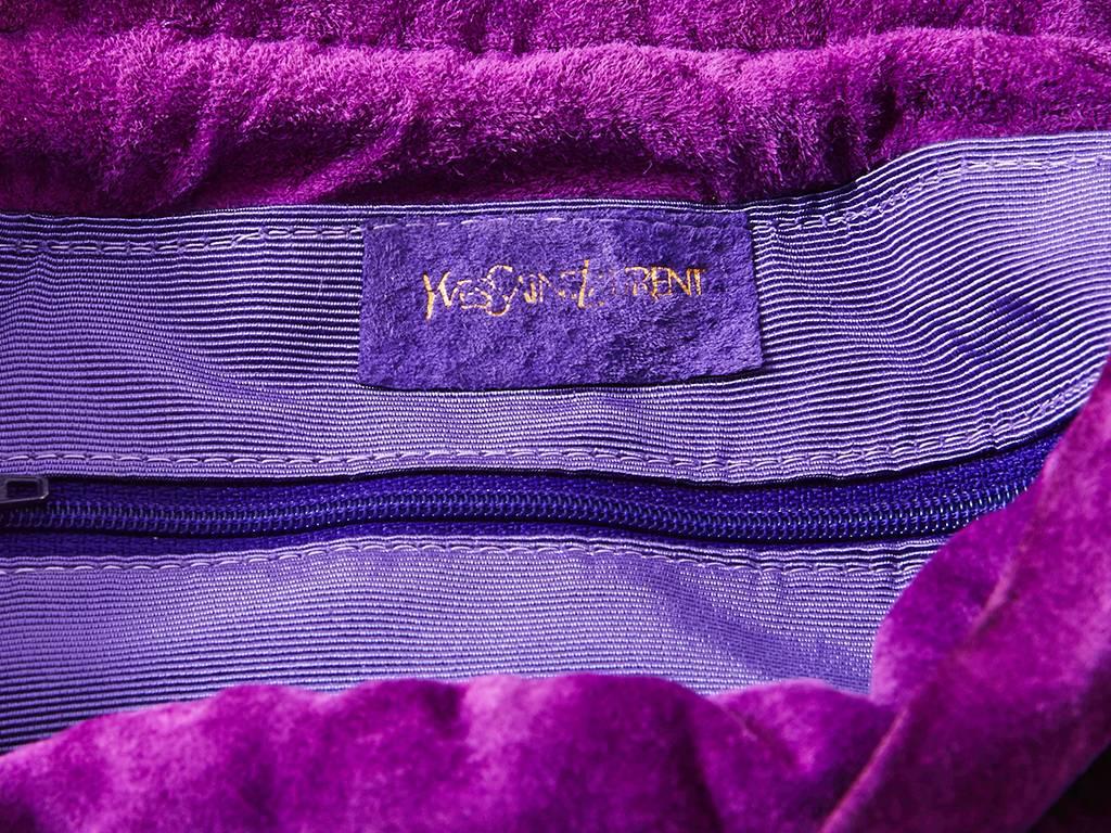 Purple Yves Saint Laurent Suede Drawstring Bag