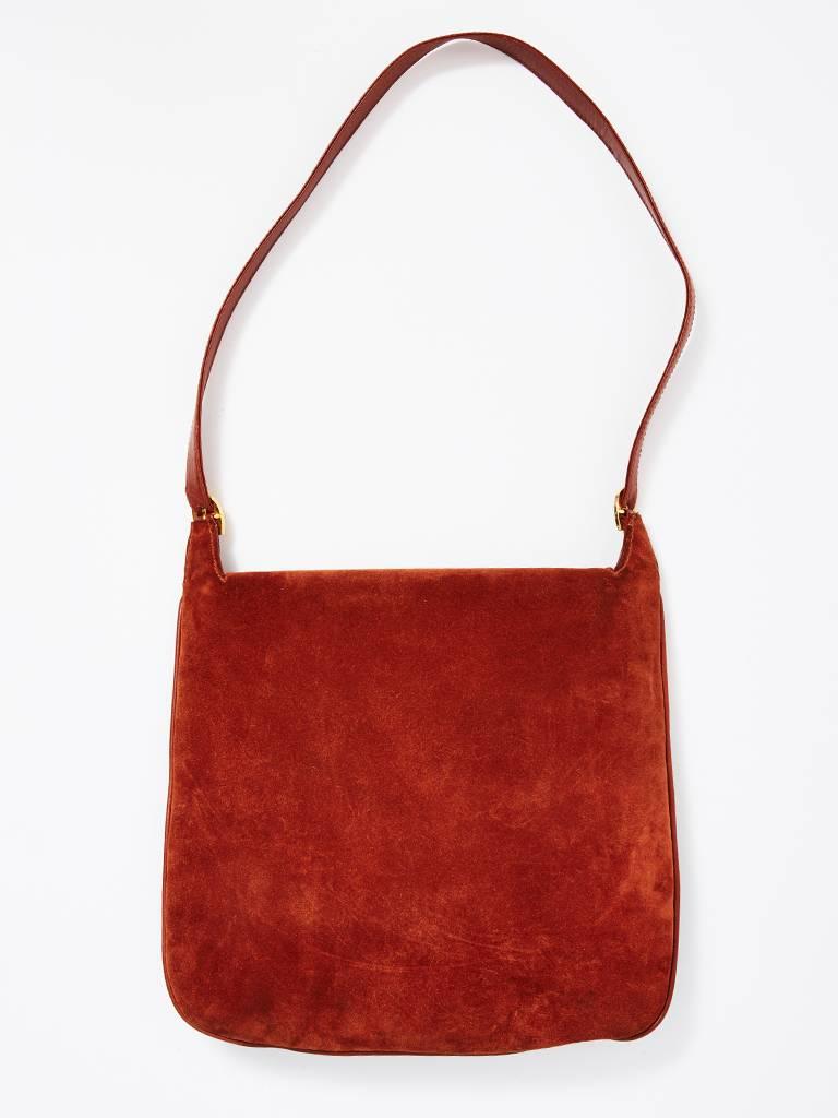 Red Gucci Suede Shoulder Bag