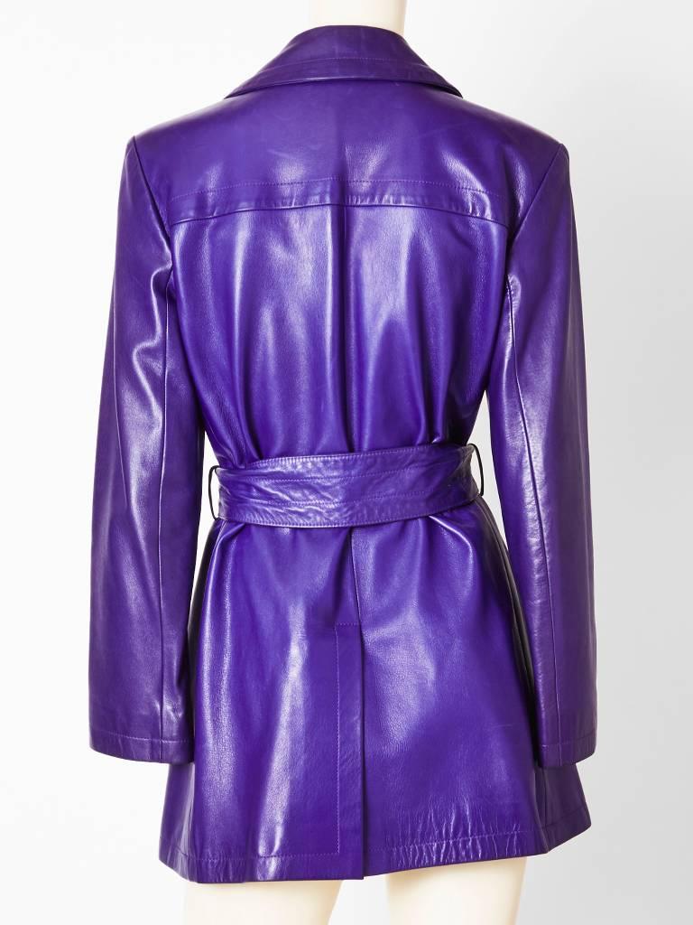 Purple Yves Saint Laurent Belted Leather Jacket