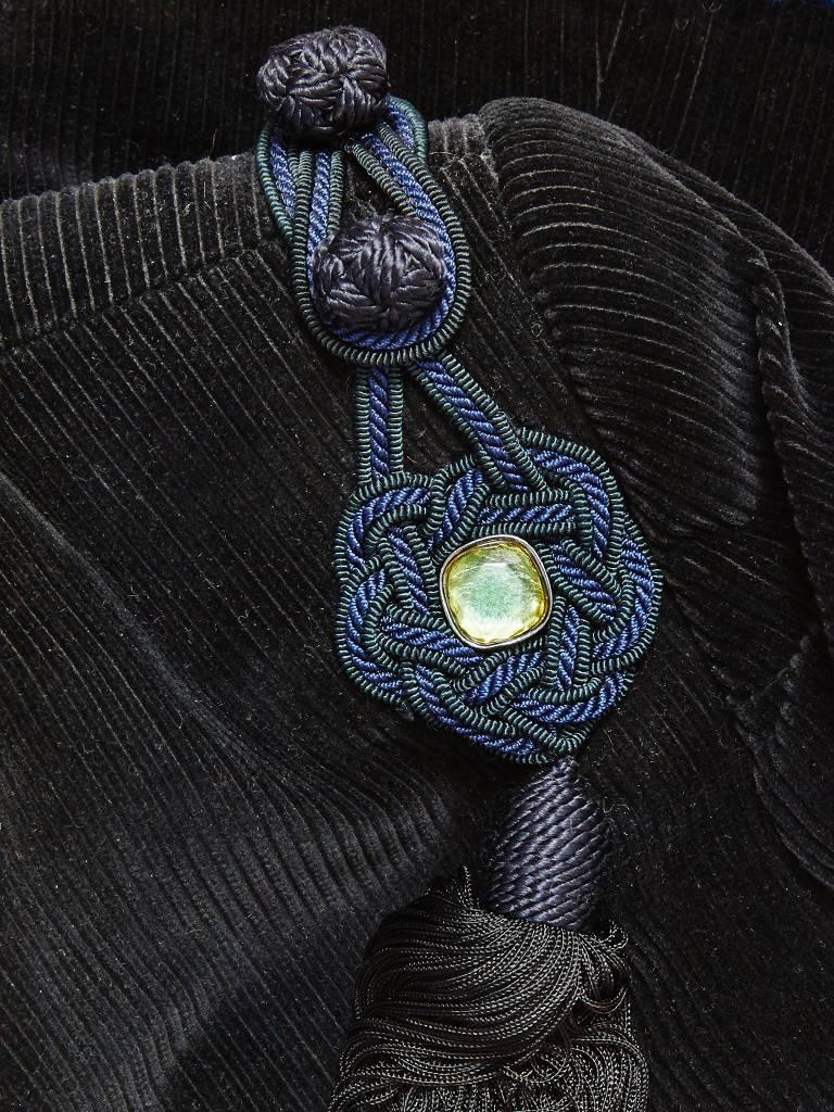 Black Yves Saint Laurent Corduroy Jacket with Tassels