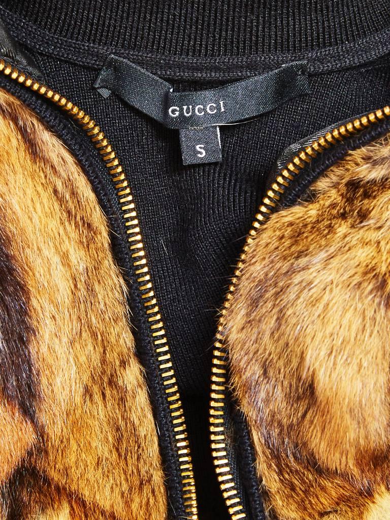 Orange Tom Ford for Gucci Fur and Wool Knit Zip Front Cardigan