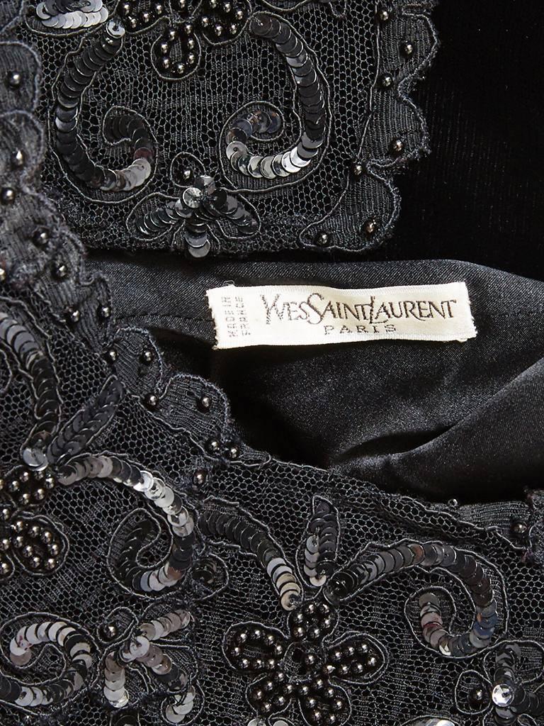 Black Yves Saint Laurent Couture Velvet Top